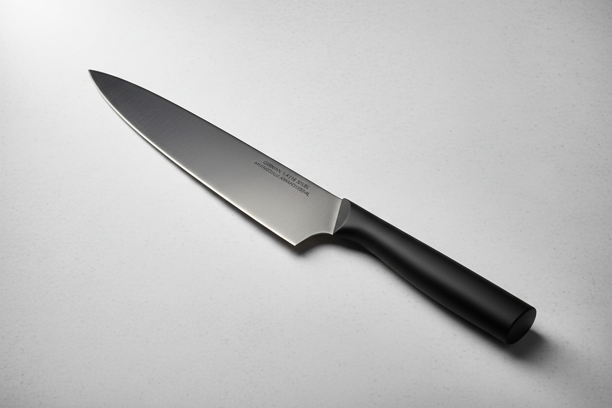German 1.4116 steel + titanium antimicrobial coated blade surface15° precision edge for smooth slicingSeamless one-piece constructionRust and corrosion resistantDishwasher-rinsable; hand wash recommended