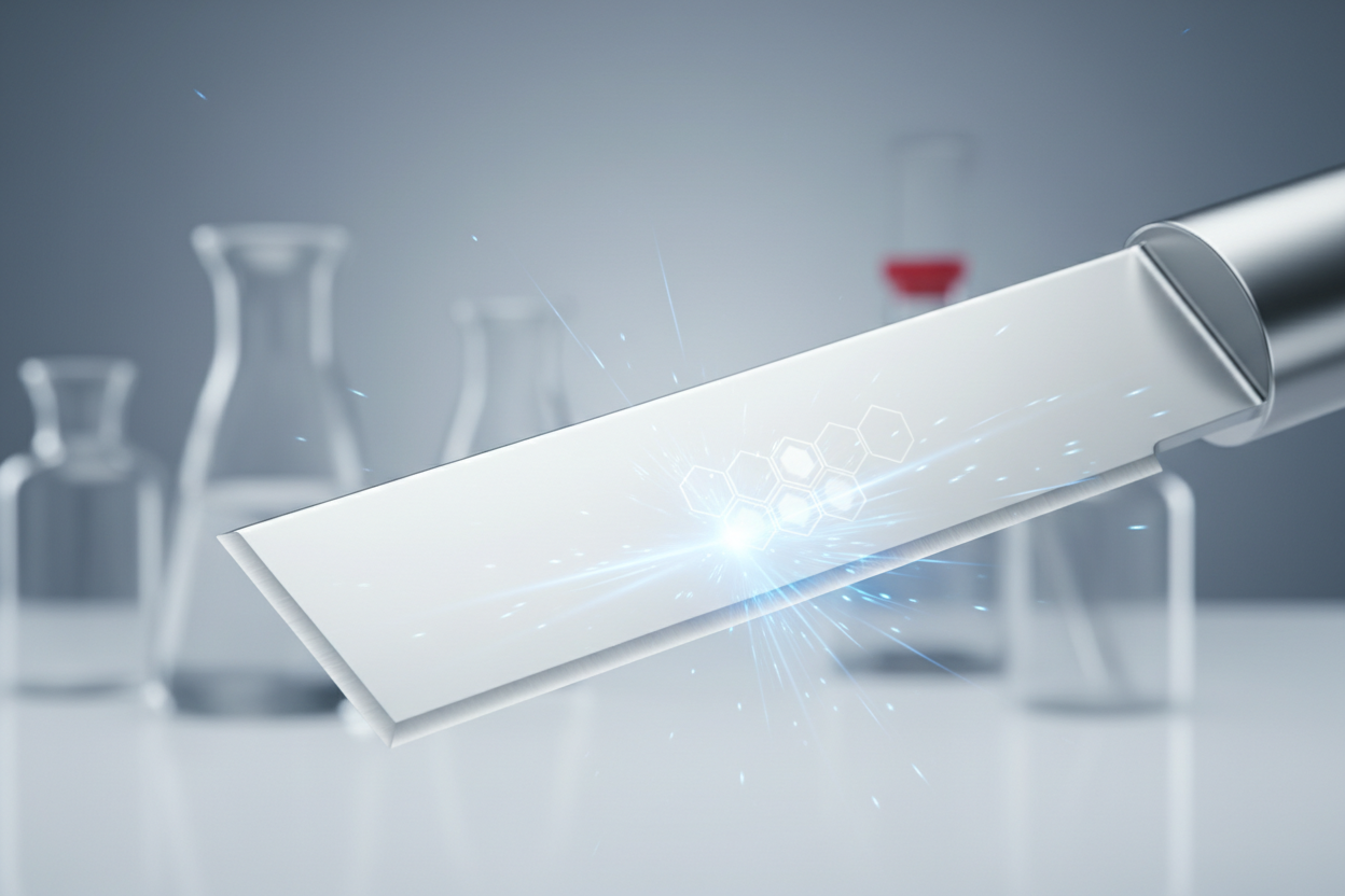 The coated blade surface demonstrates up to 99.99% antibacterial effect in testing.