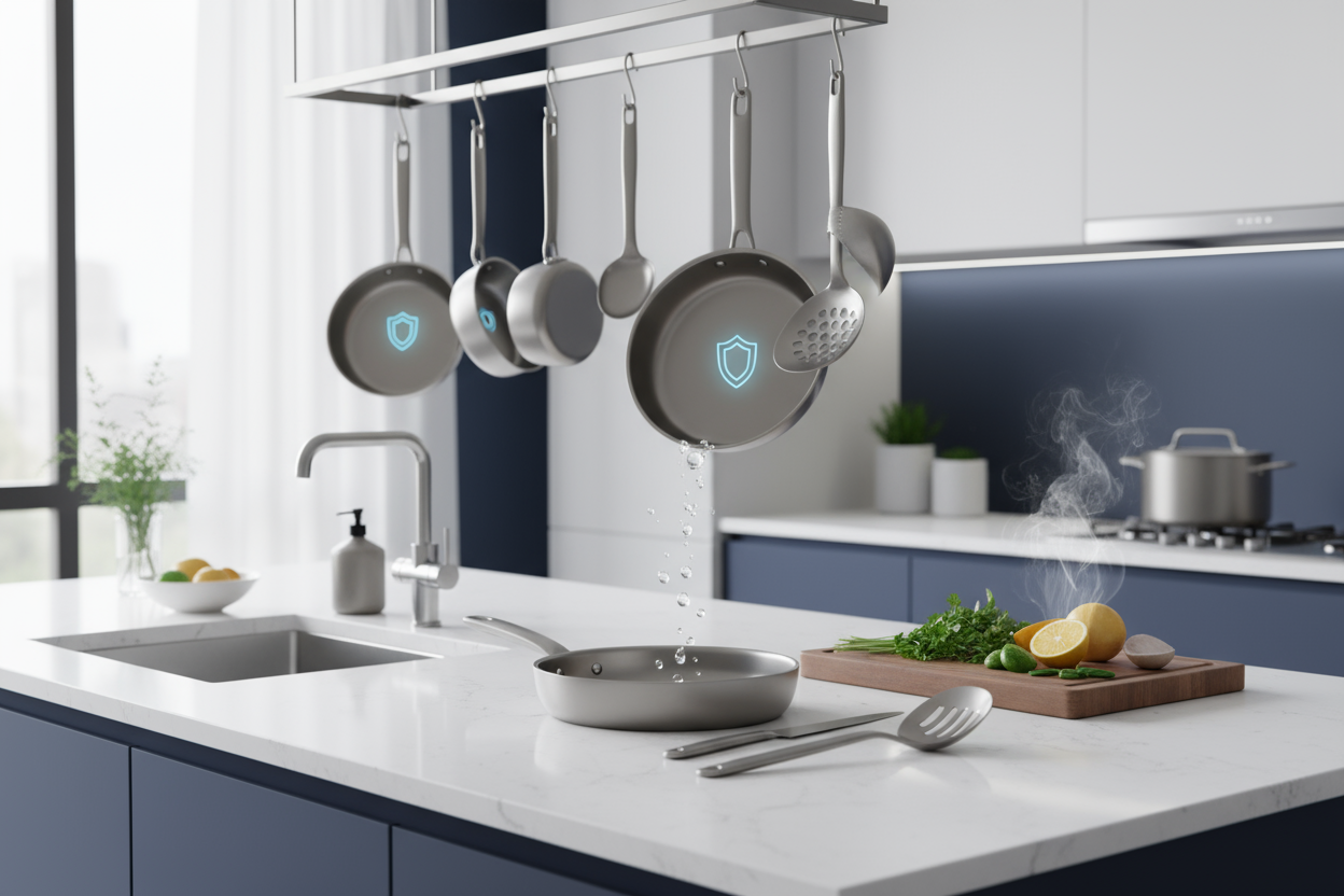 Why Choose Titanium
Cleaner surface feel. Corrosion resistance. Low maintenance. Modern aesthetics—optimized for everyday kitchens.

Antimicrobial coating technology
Superior corrosion resistance
Reduced odor transfer
Long-lasting durability