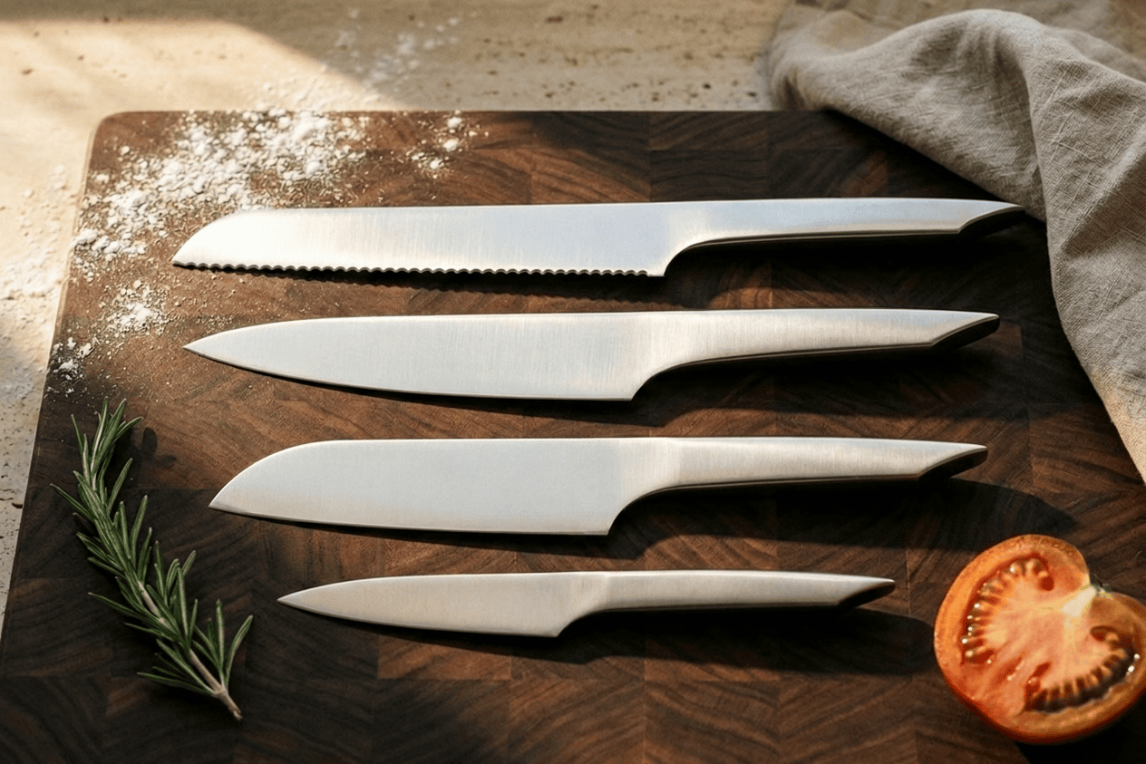 Three Pillar · the launch family on walnut